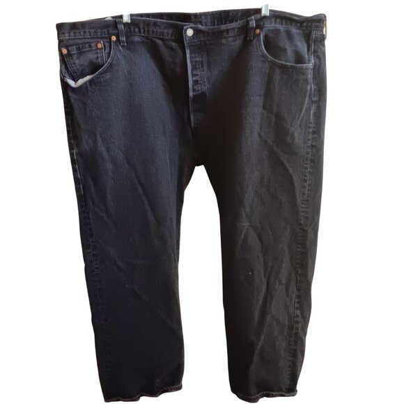 Men's 52x30 Levis 501 Jeans Black Denim Buttonfly - Picture 3 of 6